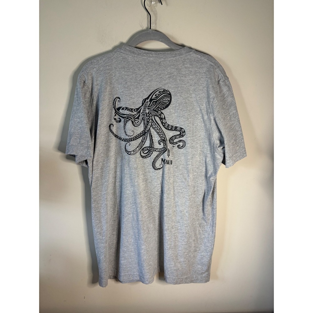 808 Clothing Co Maui Hawaii Octopus Tribal Graphic Tee Mens Large Heather Grey - Picture 5 of 5